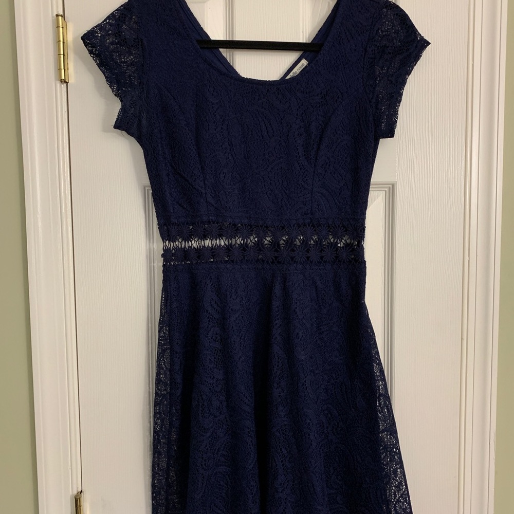 Short sleeve blue dress navy